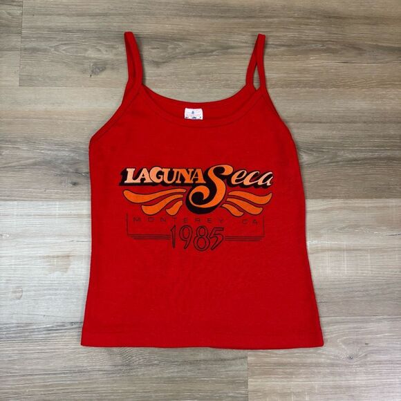 Vintage Laguna Seca Spaghetti Strap Tank Top Red 1985 Single Stitch Size S - Picture 1 of 4